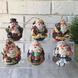 Galleria Lucchese Santa Christmas Ornaments 1850-1900 Lot of 6 Vintage 1993